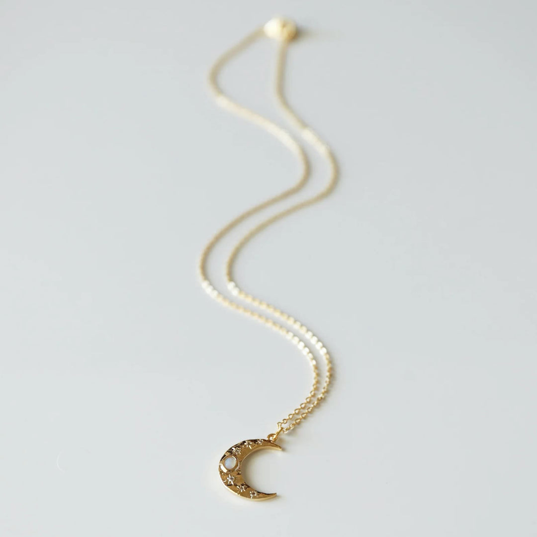 Collana con ciondolo in opale dorato Olivenorma Moon Clavicle