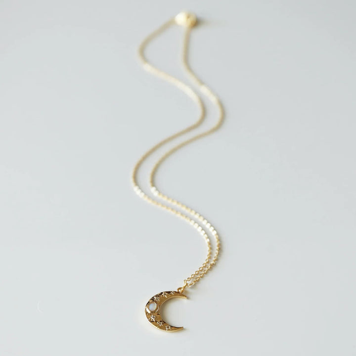 Collana con ciondolo in opale dorato Olivenorma Moon Clavicle