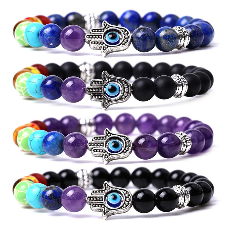 Bracciale Olivenorma Chakra naturale Hamsa e malocchio Reki
