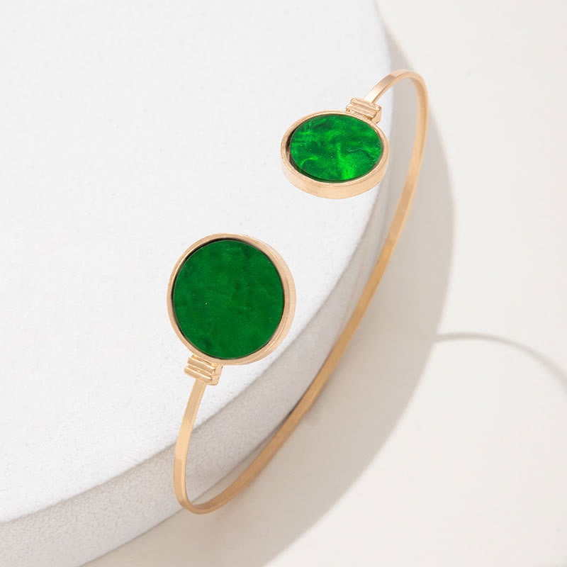 Olivenorma Set di cinque bracciali aperti in lega di pietra naturale 