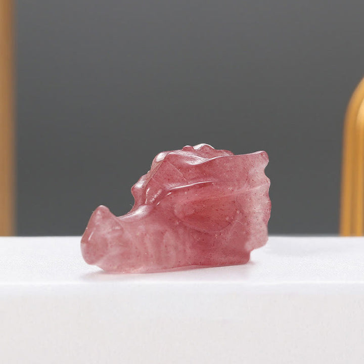 Olivenorma 1.5 pollici statua teschio drago di cristallo decorazione pietra preziosa