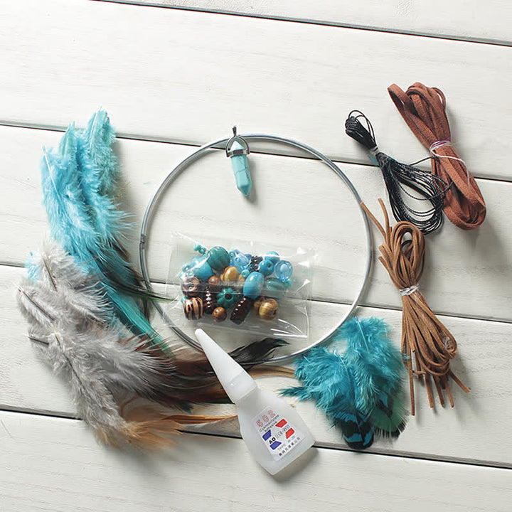 Olivenorma Amazzonite Blue Crystal Dream Catcher