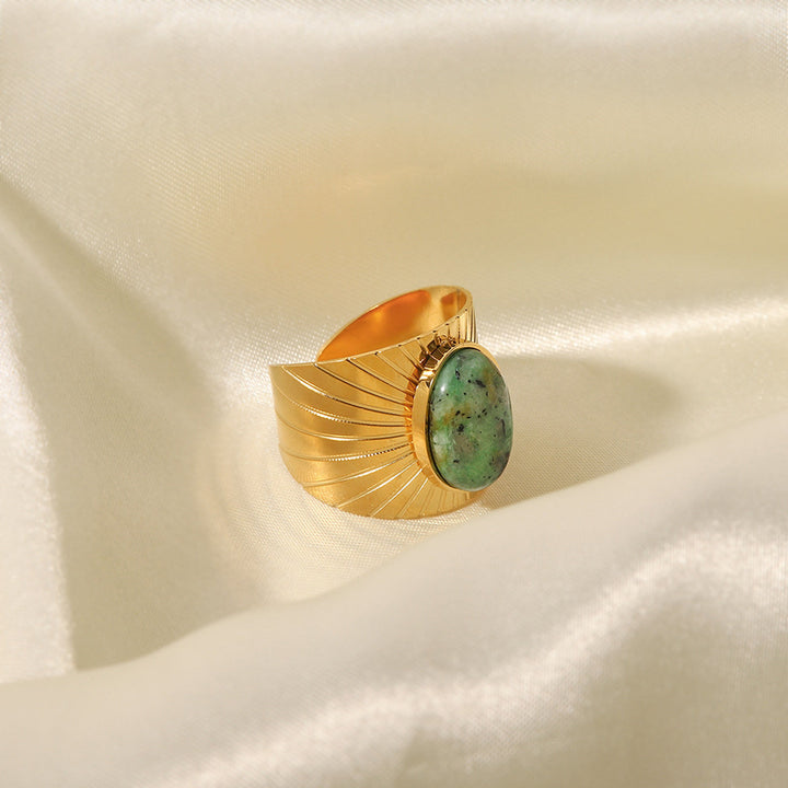 Olivenorma "African Turquoise Majesty" Anello largo in turchese africano 