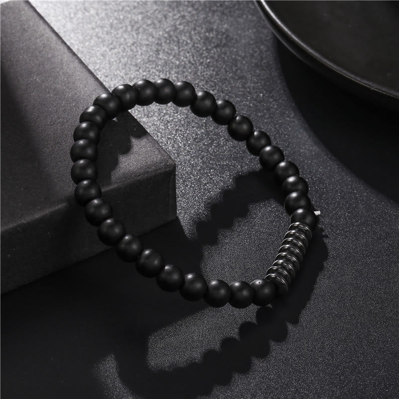 Olivenorma Bracciale da uomo con perline in pietra naturale da 6 mm