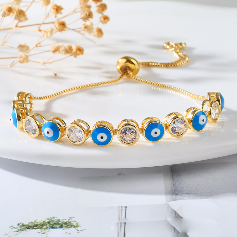 Braccialetto regolabile con zircone bianco e malocchio Olivenorma 