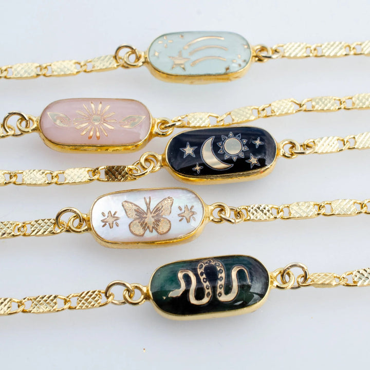 Braccialetto in pietra naturale Olivenorma Butterfly Star Moon Love