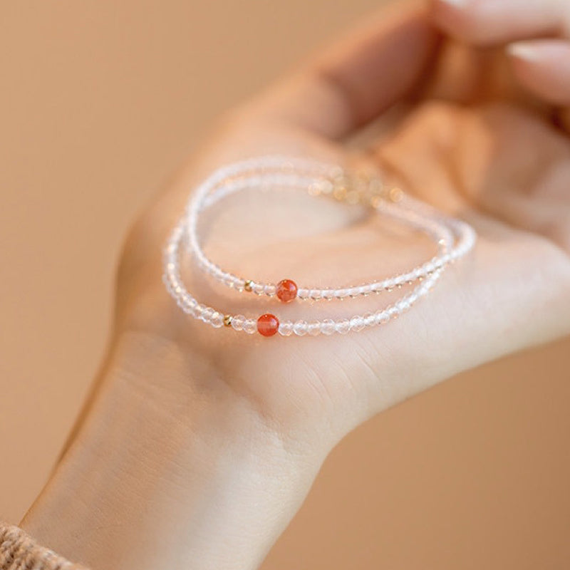 Gathering Fortune - Bracciale con pietre preziose di cristallo trasparente 