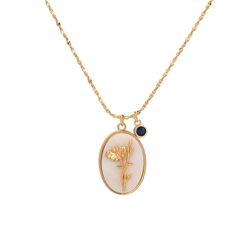 Collana con pietra portafortuna Olivenorma e fiore portafortuna