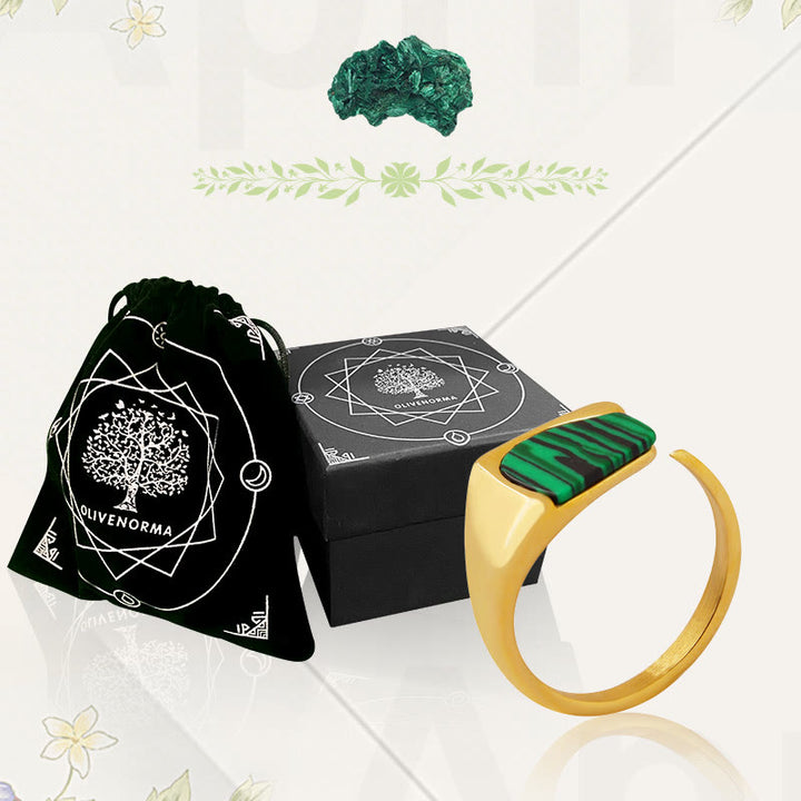 Anello con pietra preziosa di malachite Olivenorma