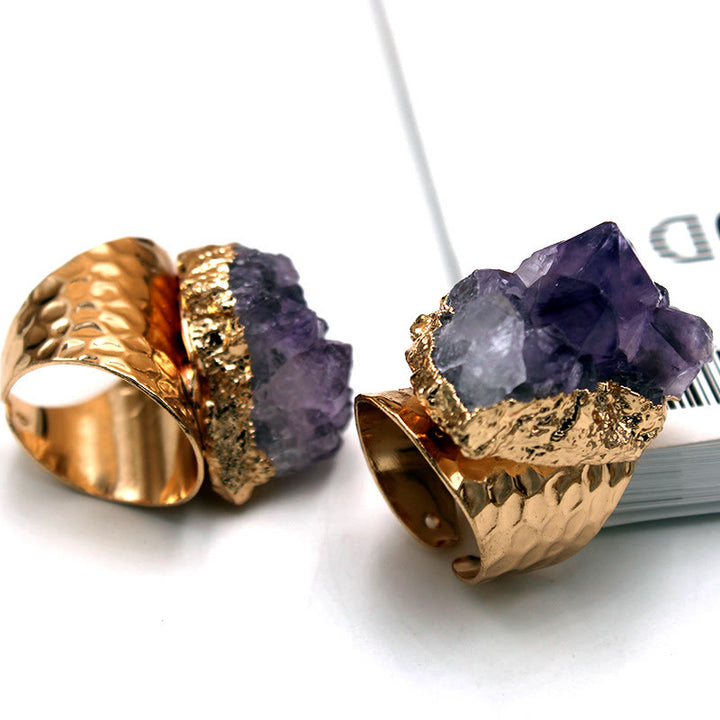 Anello Olivenorma Retro regolabile in ametista naturale