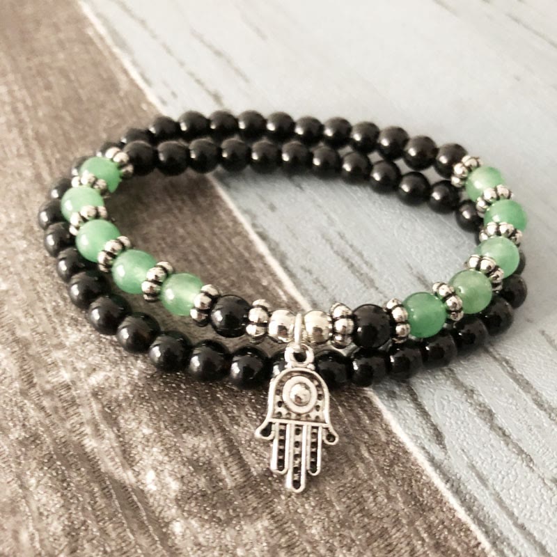 Olivenorma 6mm Doppio Giro Uomo Donna Hamsa Bracciale Set