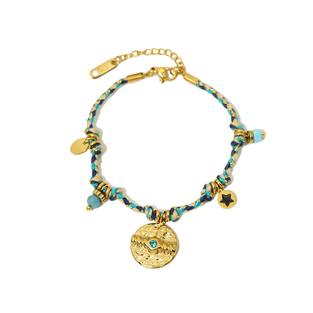 Olivenorma Bohemian Bracciale intrecciato vintage in acciaio inossidabile 18k