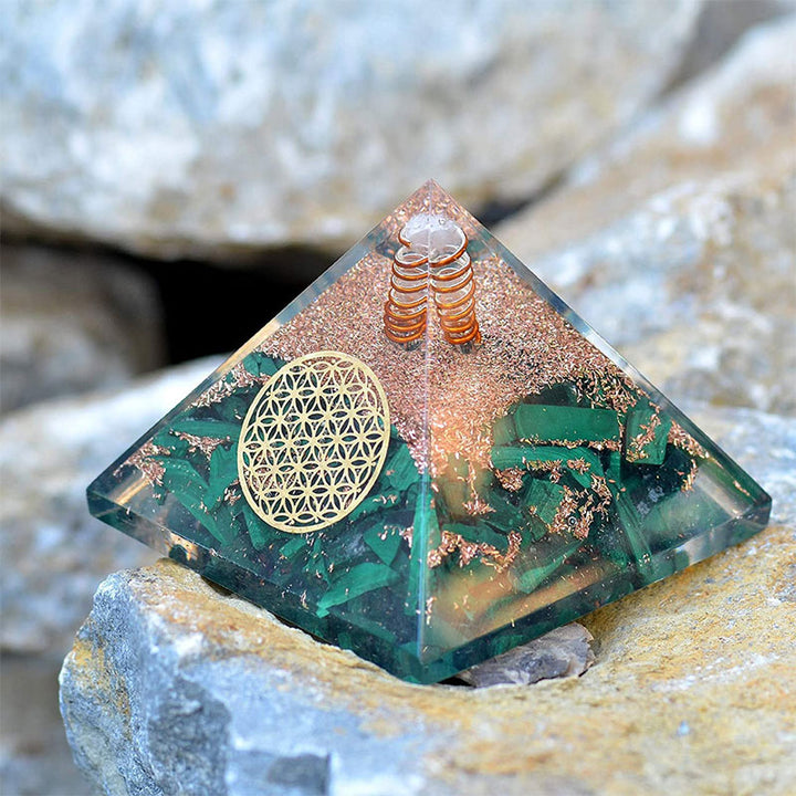 Olivenorma Malachite Fiore della vita Simbolo Orgone Piramide 