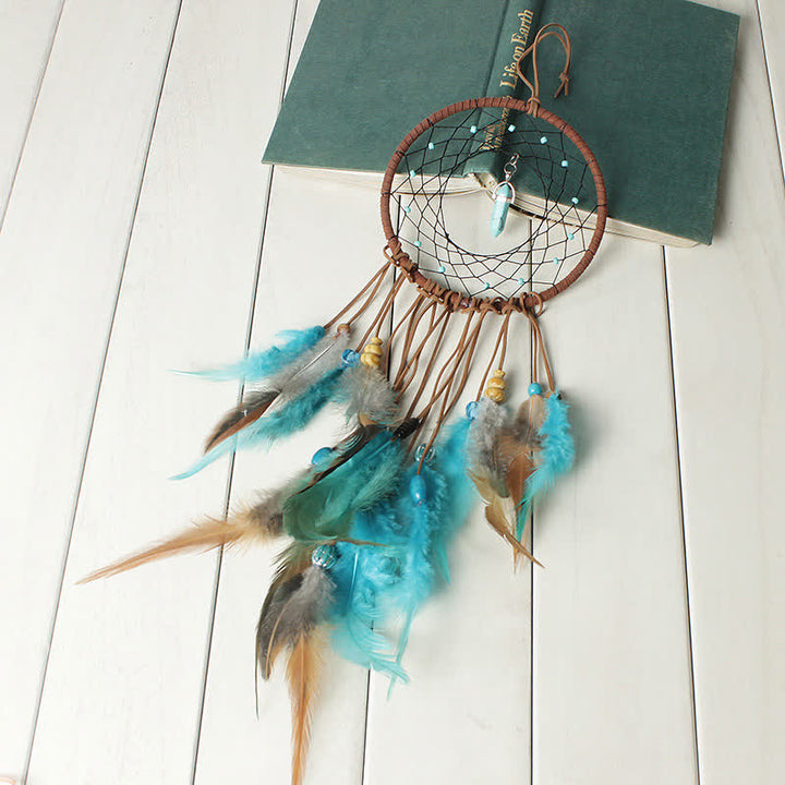 Olivenorma Amazzonite Blue Crystal Dream Catcher