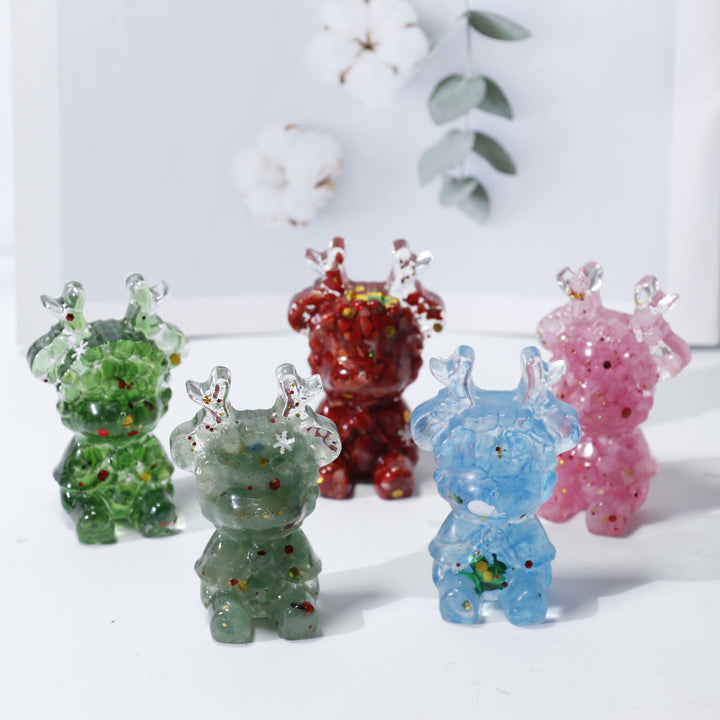 Ornamento di alce in cristallo naturale Olivenorma, decorazione con pietre preziose