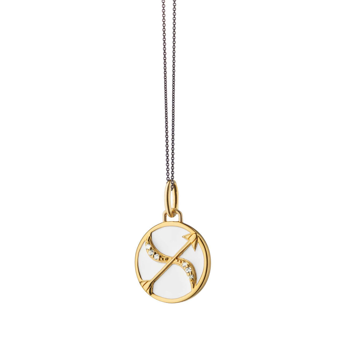 Collana Olivenorma in acciaio inossidabile 18k con zircone bianco e zodiaco vintage