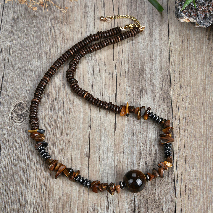 Collana con ciondolo a forma di palla di perline in pietra naturale Olivenorma