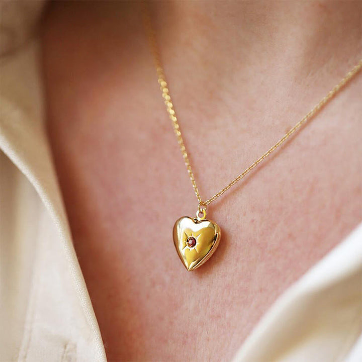 Olivenorma "Shine in My Heart" - Collana con album a forma di cuore con pietra portafortuna