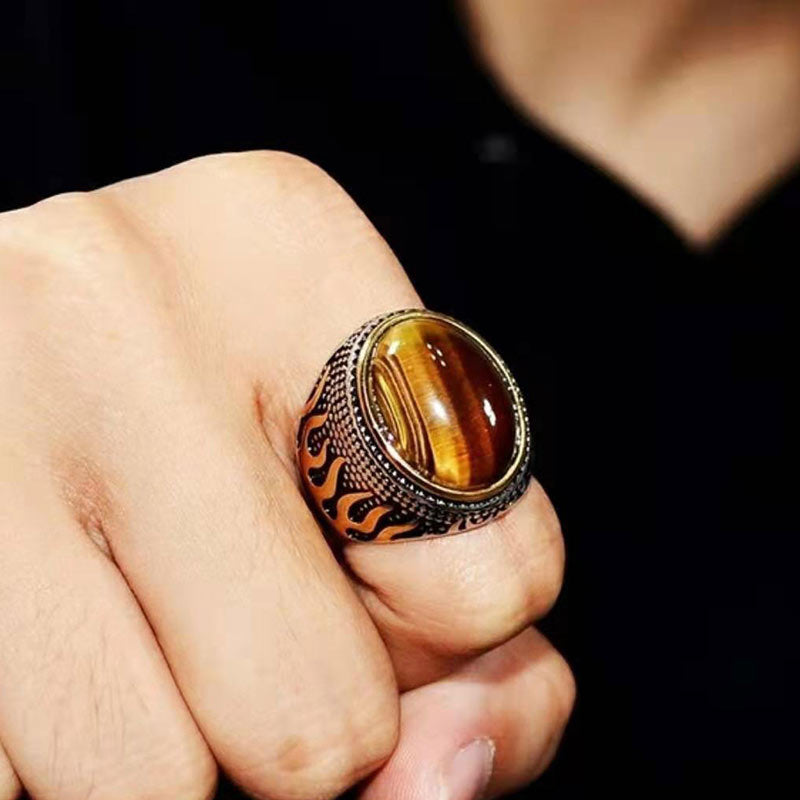 Anello di protezione con occhio di tigre Olivenorma