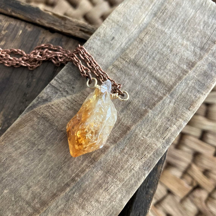 Collana con ciondolo in citrino brasiliano naturale Olivenorma