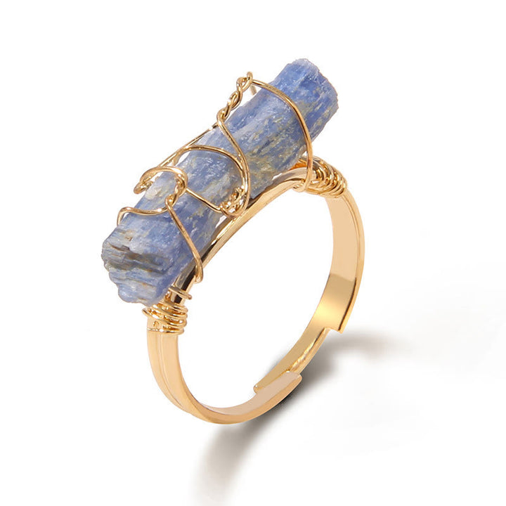 Anello con pietra preziosa naturale irregolare e ruvida Olivenorma