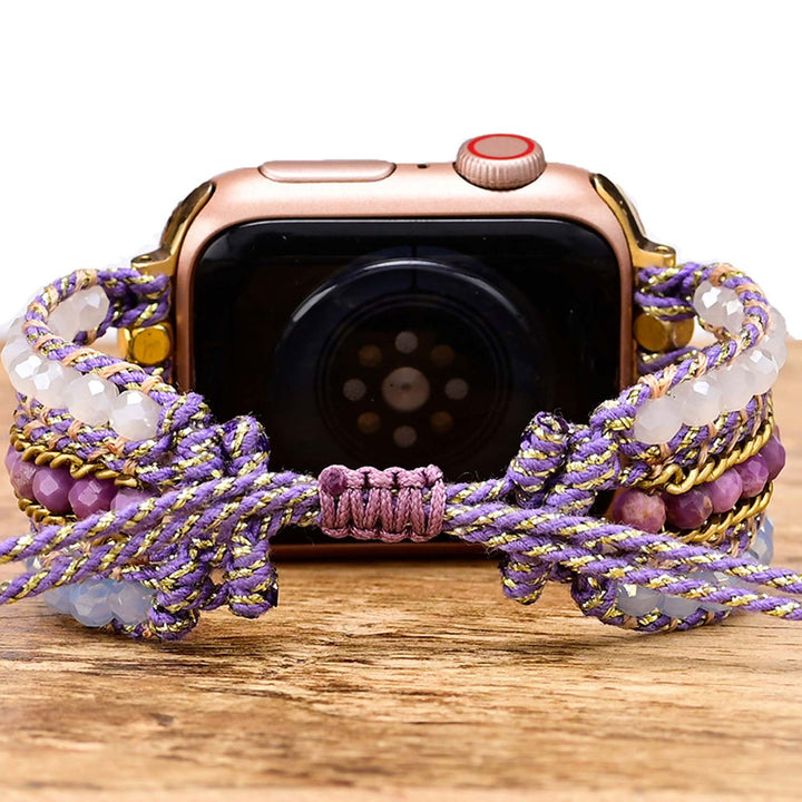 Braccialetto Boho con cinturino intrecciato in cristallo naturale Olivenorma