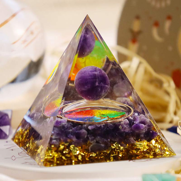 Piramide di orgone dell'albero della vita di ametista Olivenorma
