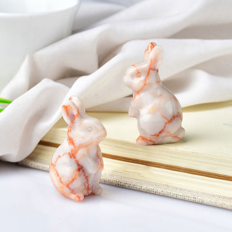 Olivenorma - Decorazione in pietra preziosa con statuetta di cristallo a forma di coniglietto pasquale 