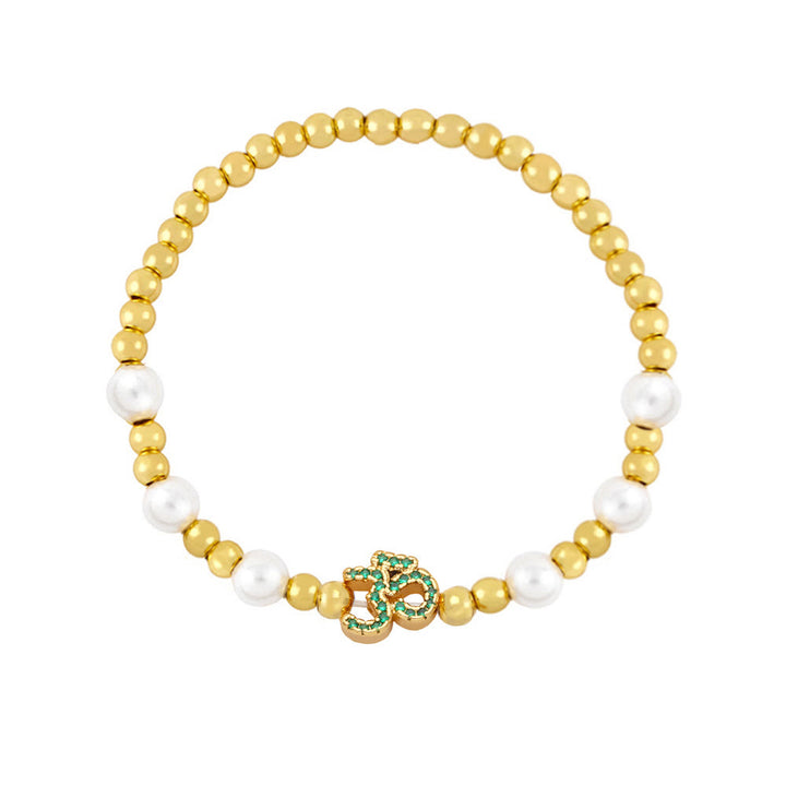 Bracciale Olivenorma in ottone con perle e simbolo Om