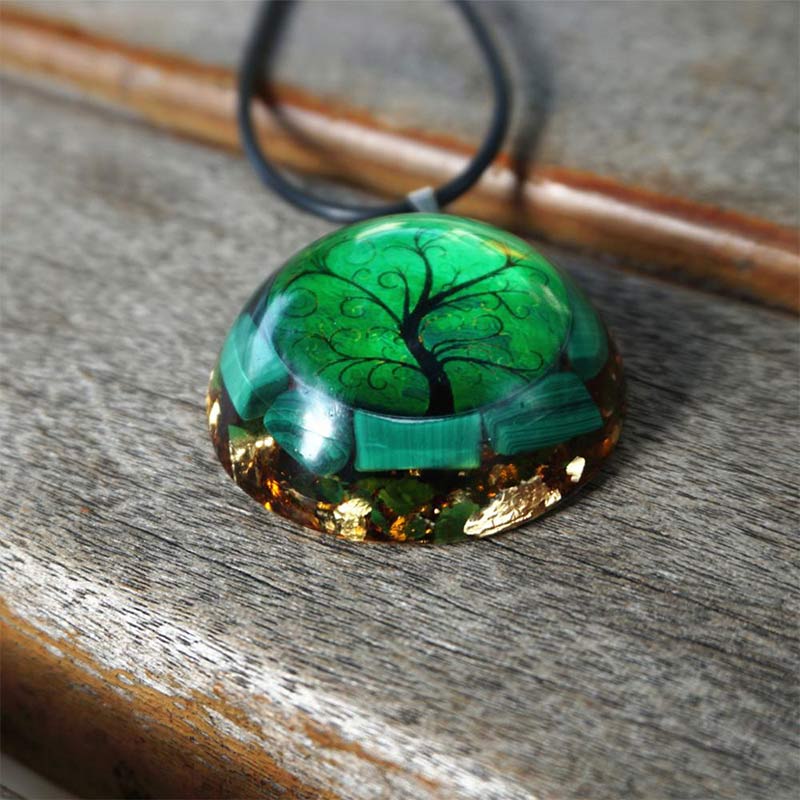 Collana con albero della vita in malachite naturale Olivenorma
