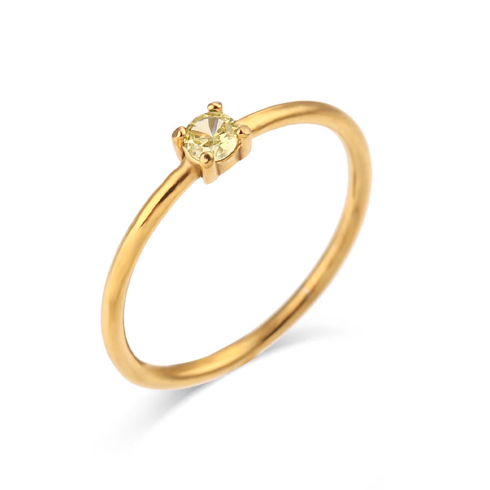 Anello Olivenorma Simple Birthstone in acciaio inossidabile placcato 18k