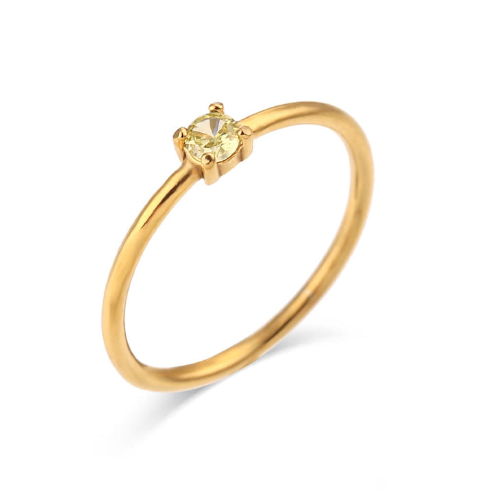 Anello Olivenorma Simple Birthstone in acciaio inossidabile placcato 18k