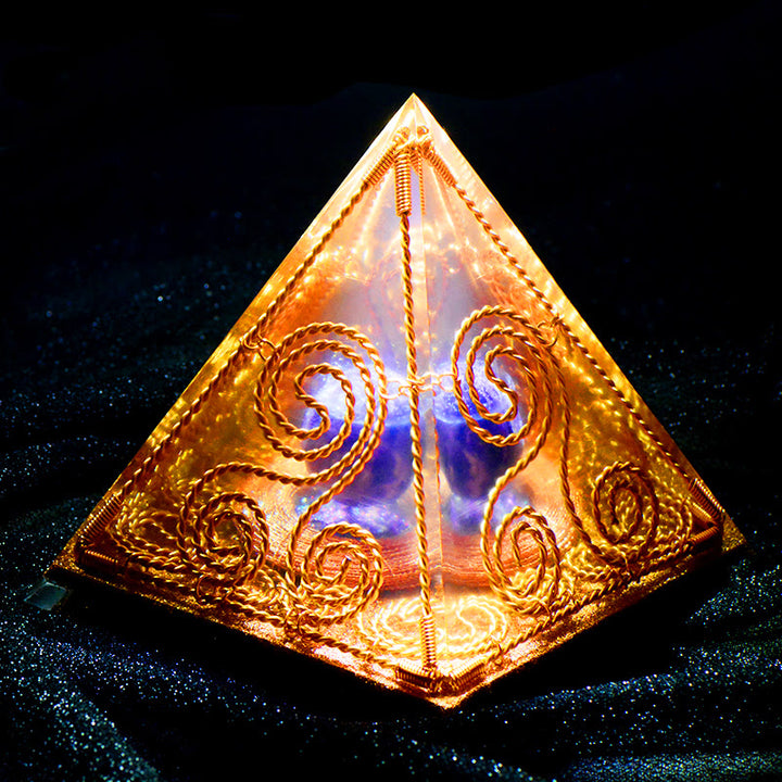 Cubo Tripla Elica Olivenorma - Antico Totem Egizio Piramide di Orgone Ametista