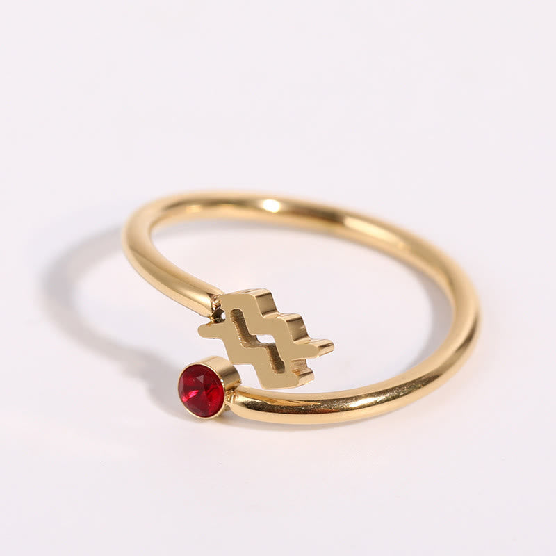 Anello con pietra portafortuna dello zodiaco Olivenorma