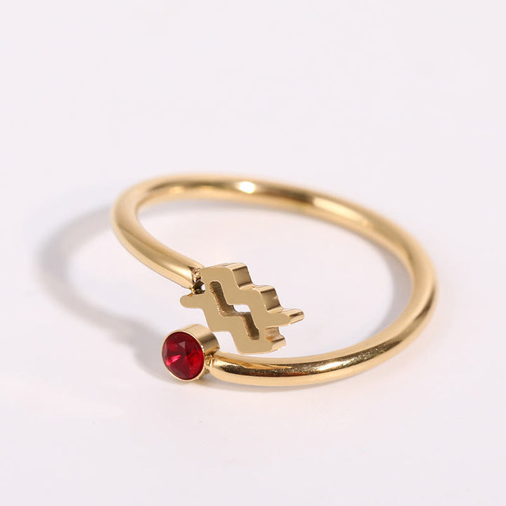 Anello con pietra portafortuna dello zodiaco Olivenorma