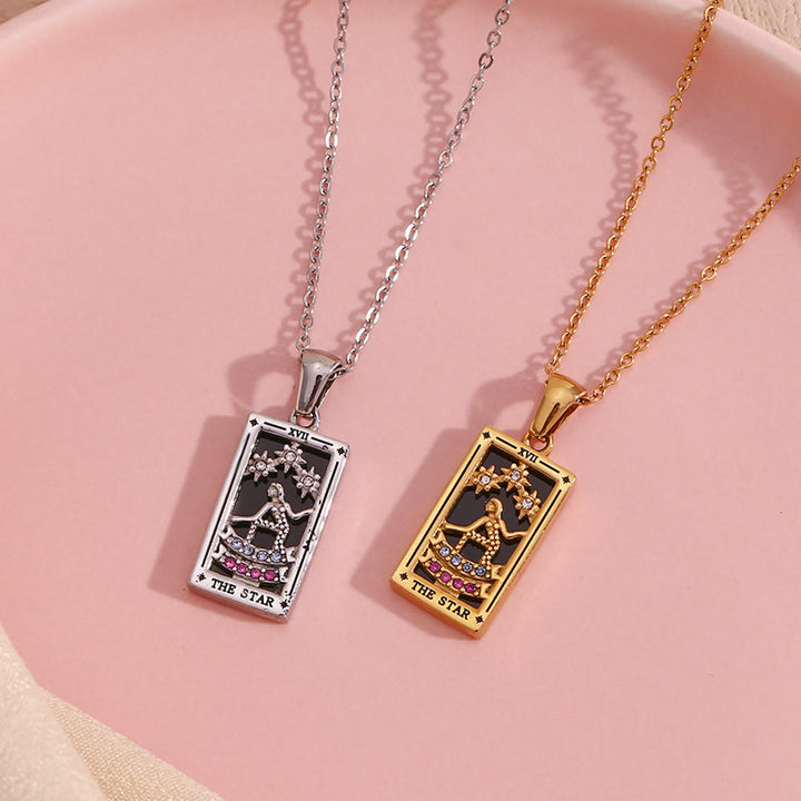 Collana con tarocchi in acciaio inossidabile placcato oro 18k Olivenorma 