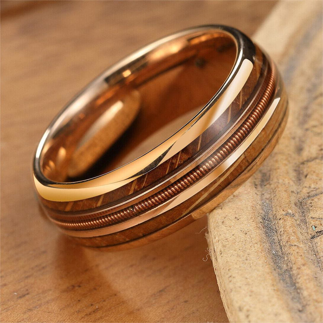 Olivenorma Gold Tungsten Carburo Corda per chitarra Whiskey Barrel Anello in legno