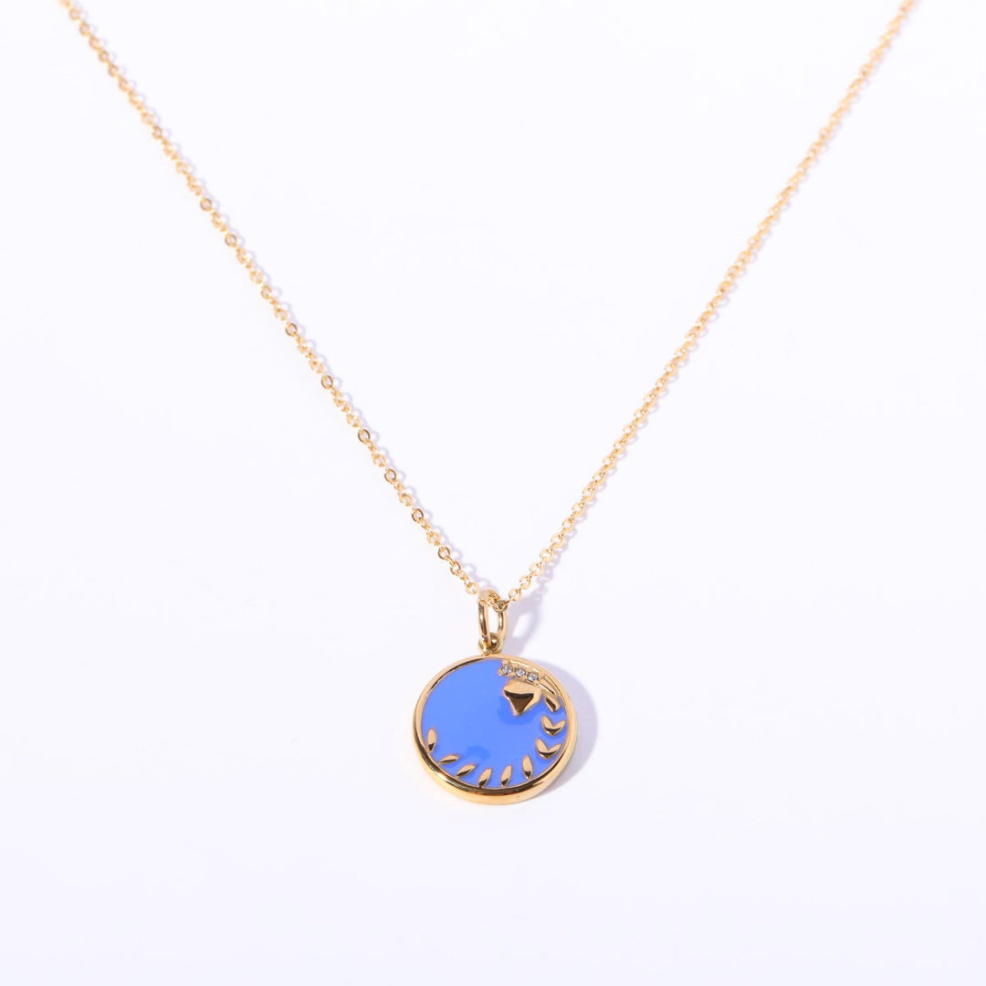 Collana Olivenorma in acciaio inossidabile 18k con zircone bianco e zodiaco vintage