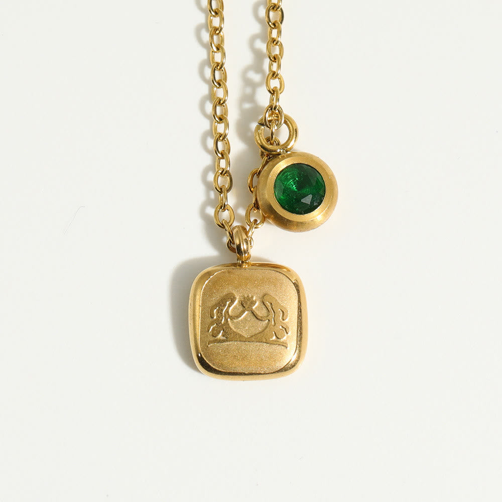 Olivenorma Collana con ciondolo con pietra portafortuna dei dodici mesi dello zodiaco 