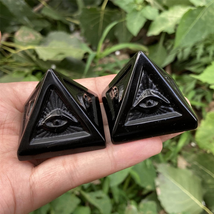 Decorazione in pietra preziosa della piramide di orgone di ossidiana Olivenorma 