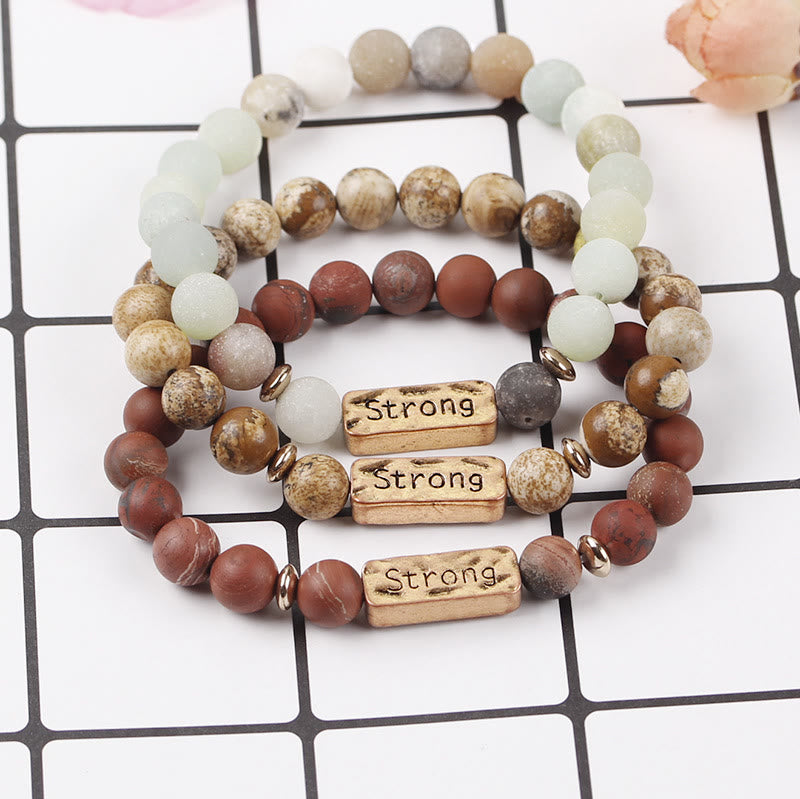 Bracciale con incisione forte in pietra preziosa naturale Olivenorma