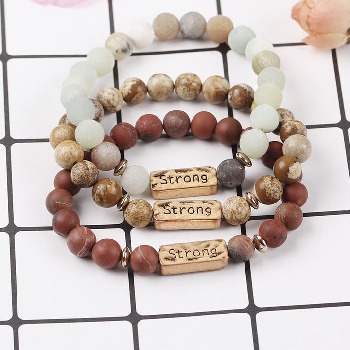 Bracciale con incisione forte in pietra preziosa naturale Olivenorma