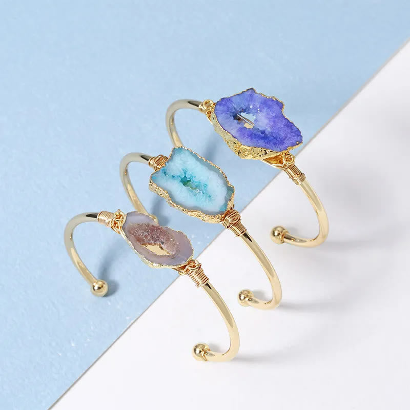 Braccialetto fatto a mano con avvolgimento a grappolo irregolare di agata naturale Olivenorma 