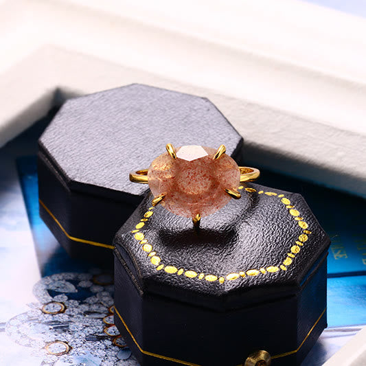 Anello a cinque punte in quarzo fragola naturale Olivenorma