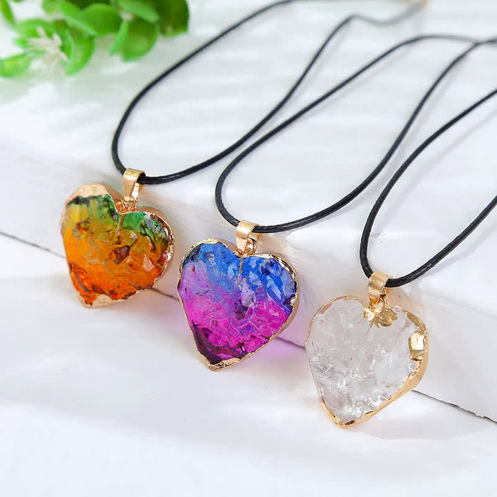 Collana di cristallo di fluorite a forma di cuore creativo