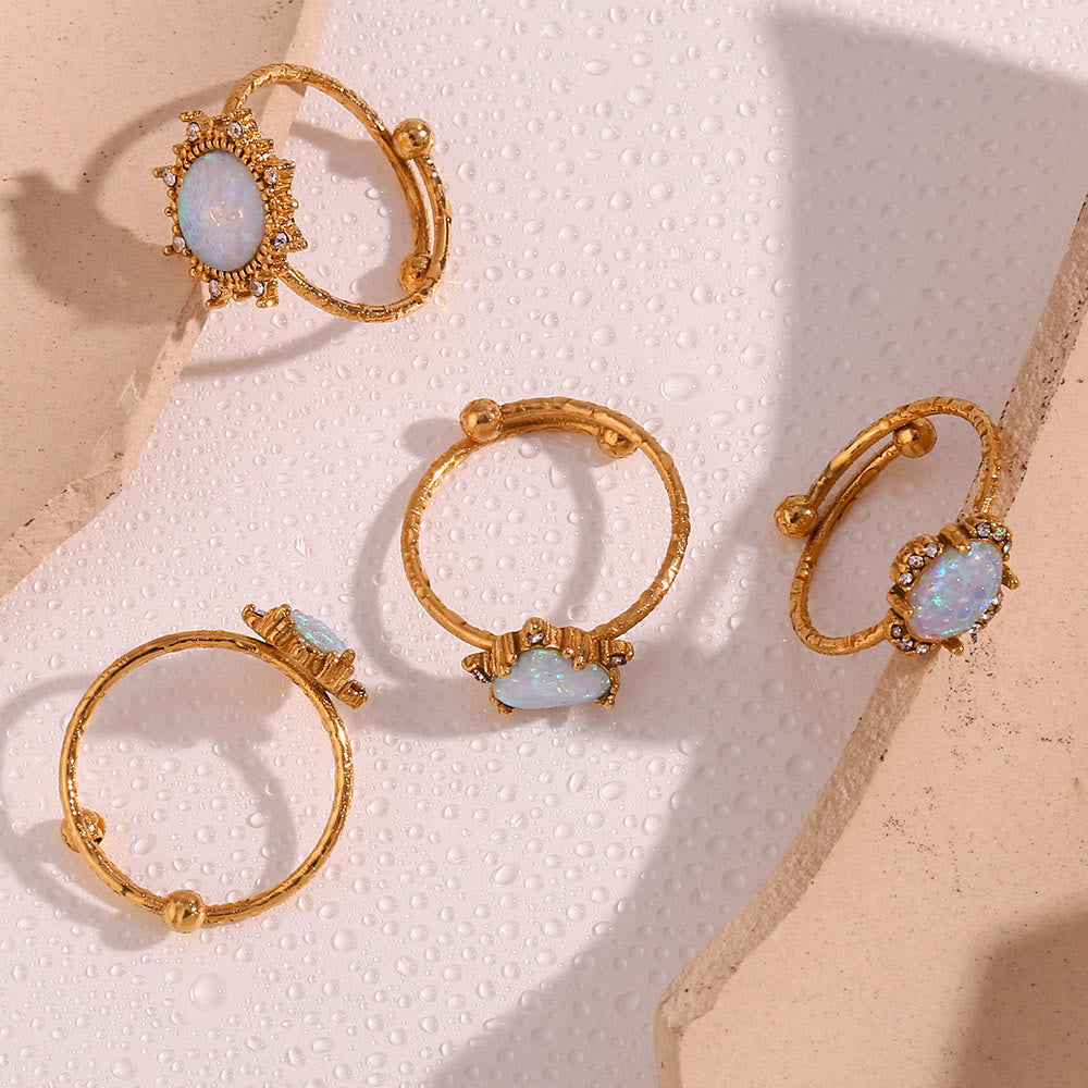 Anello regolabile Olivenorma Natural Opal Sun Heart 