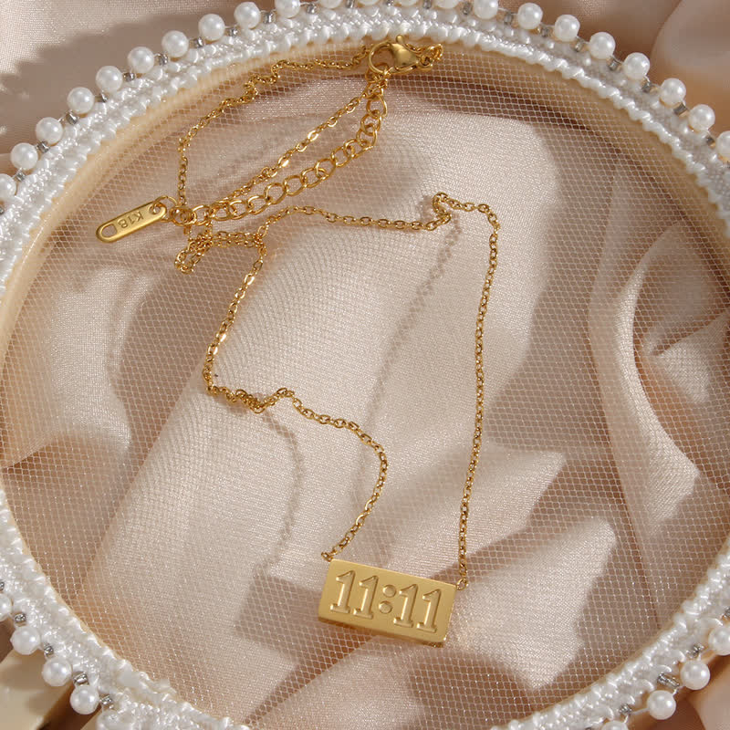 Olivenorma 11:11 Numero angelico Collana e anello delicati