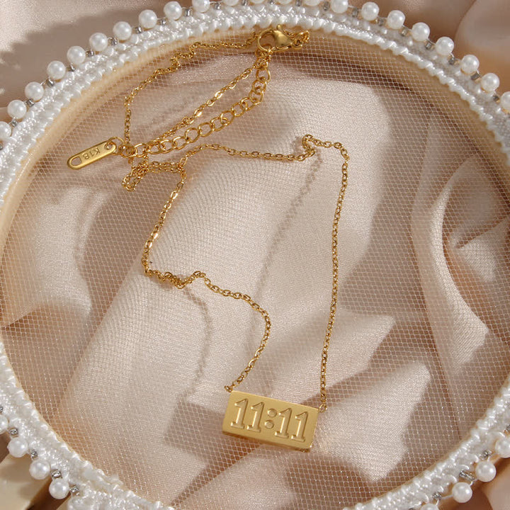 Olivenorma 11:11 Numero angelico Collana e anello delicati