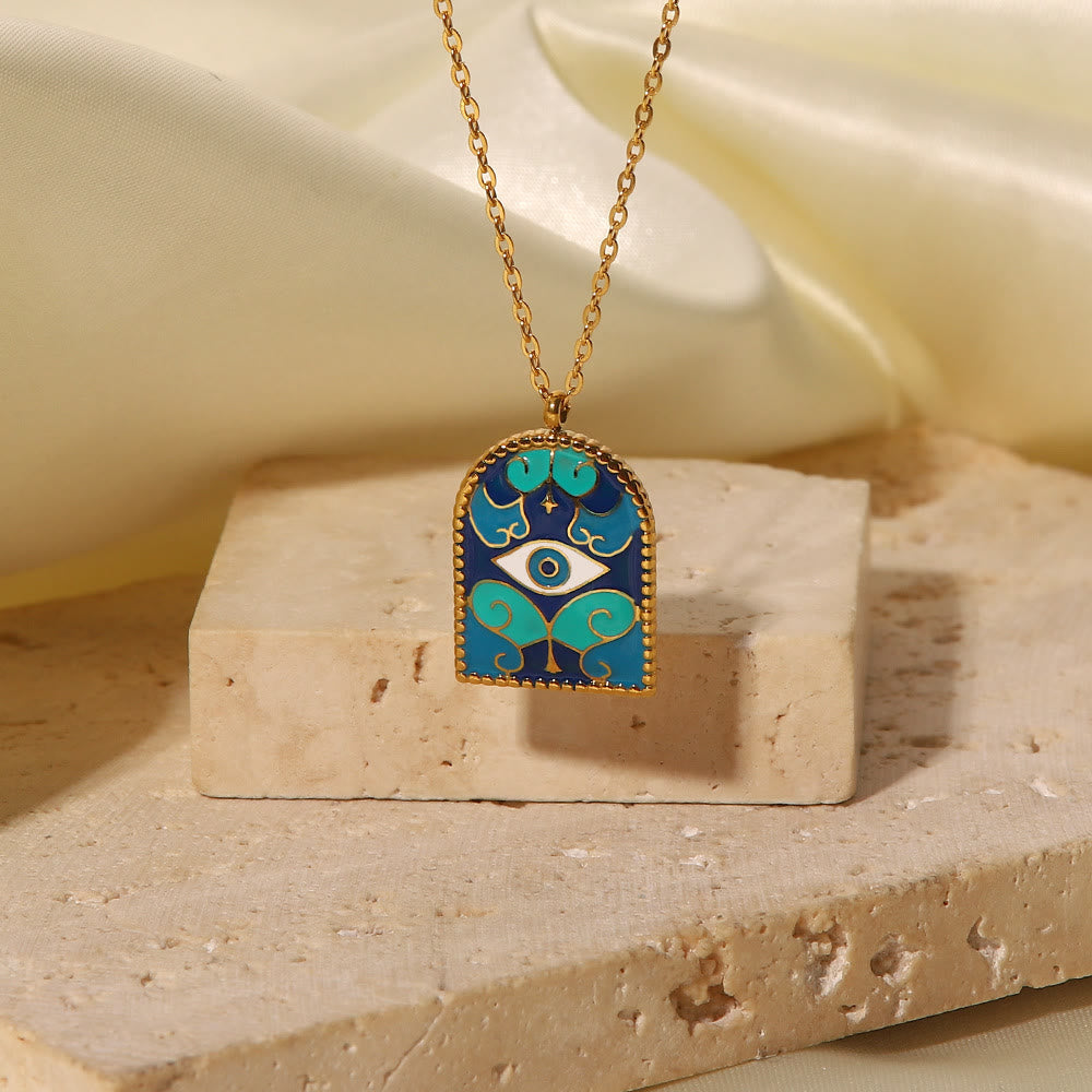 Collana Olivenorma Blue Evil Eye Galaxy Sun Tarot 