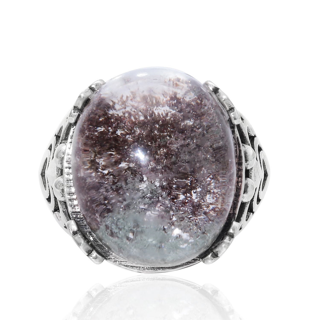 Anello in argento sterling con ragno in quarzo fantasma verde Olivenorma